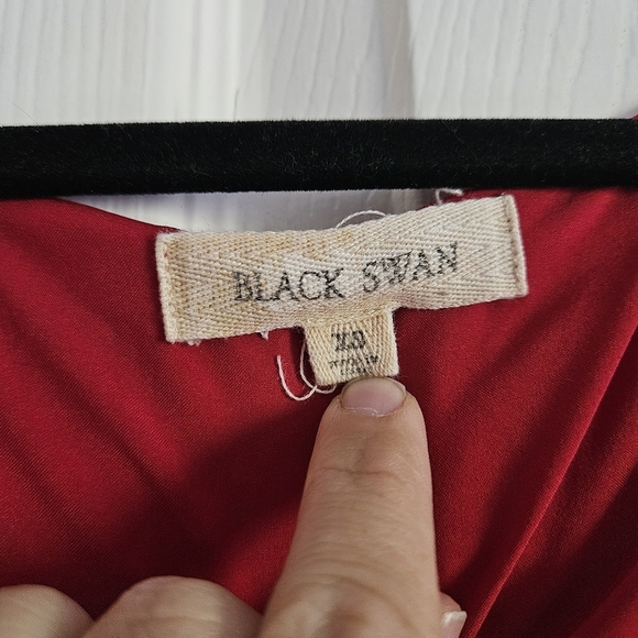 Black Swan Red Pleated Tie Front Sundress - Picture 3 of 4